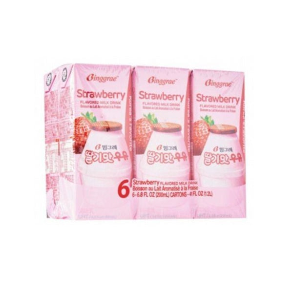 [Binggrae] Strawberry Flavored Milk 200ml*6pk - Dairy
